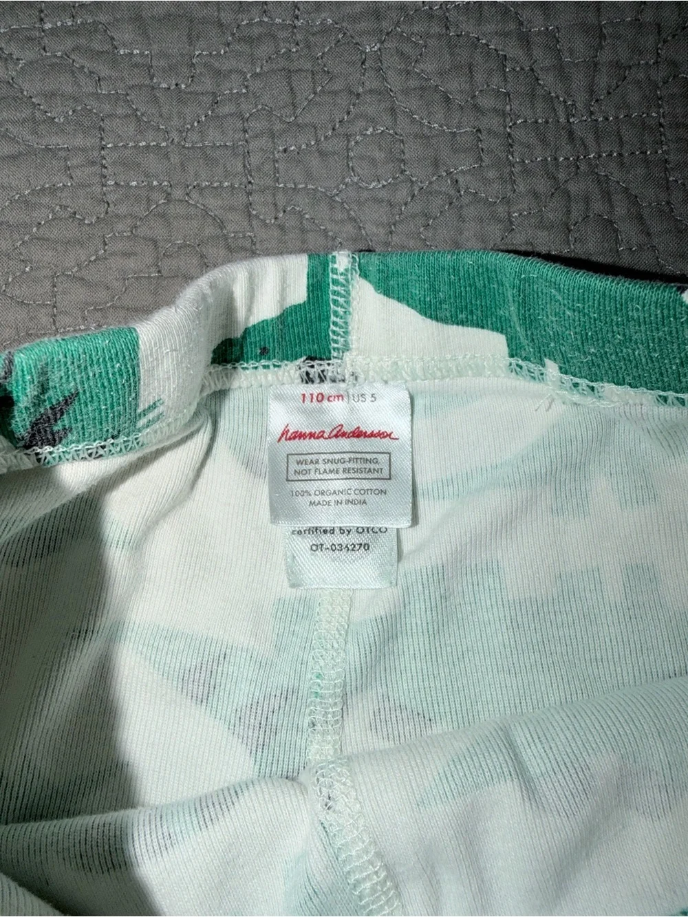 Hanna Andersson Green Dinosaur Print Pajama long-sleeve Set